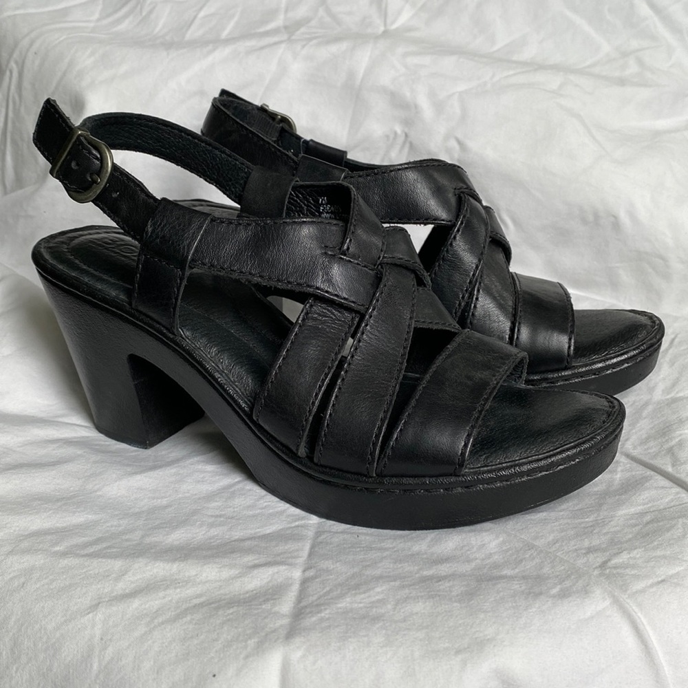 Black strappy heel sandals